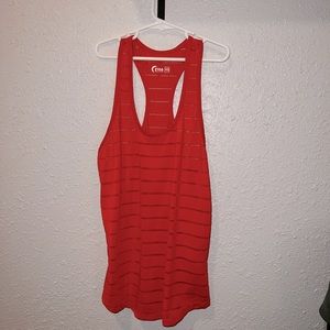 Red tank with mesh stripes